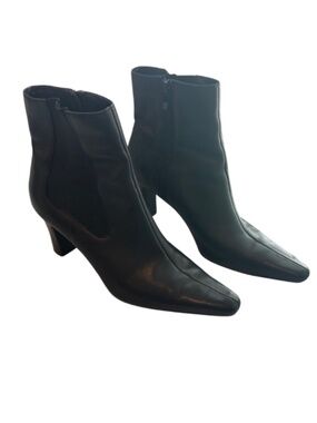 Chic Black Pointed-Toe Booties – Timeless & Versatile - Size 7.5